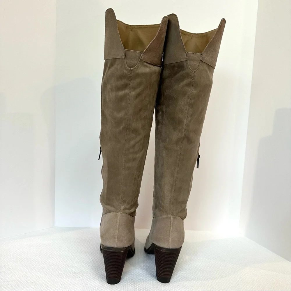 Kenneth Cole‎ Suede Tan Taupe Over the Knee Boots Boho Cottage Core EUC